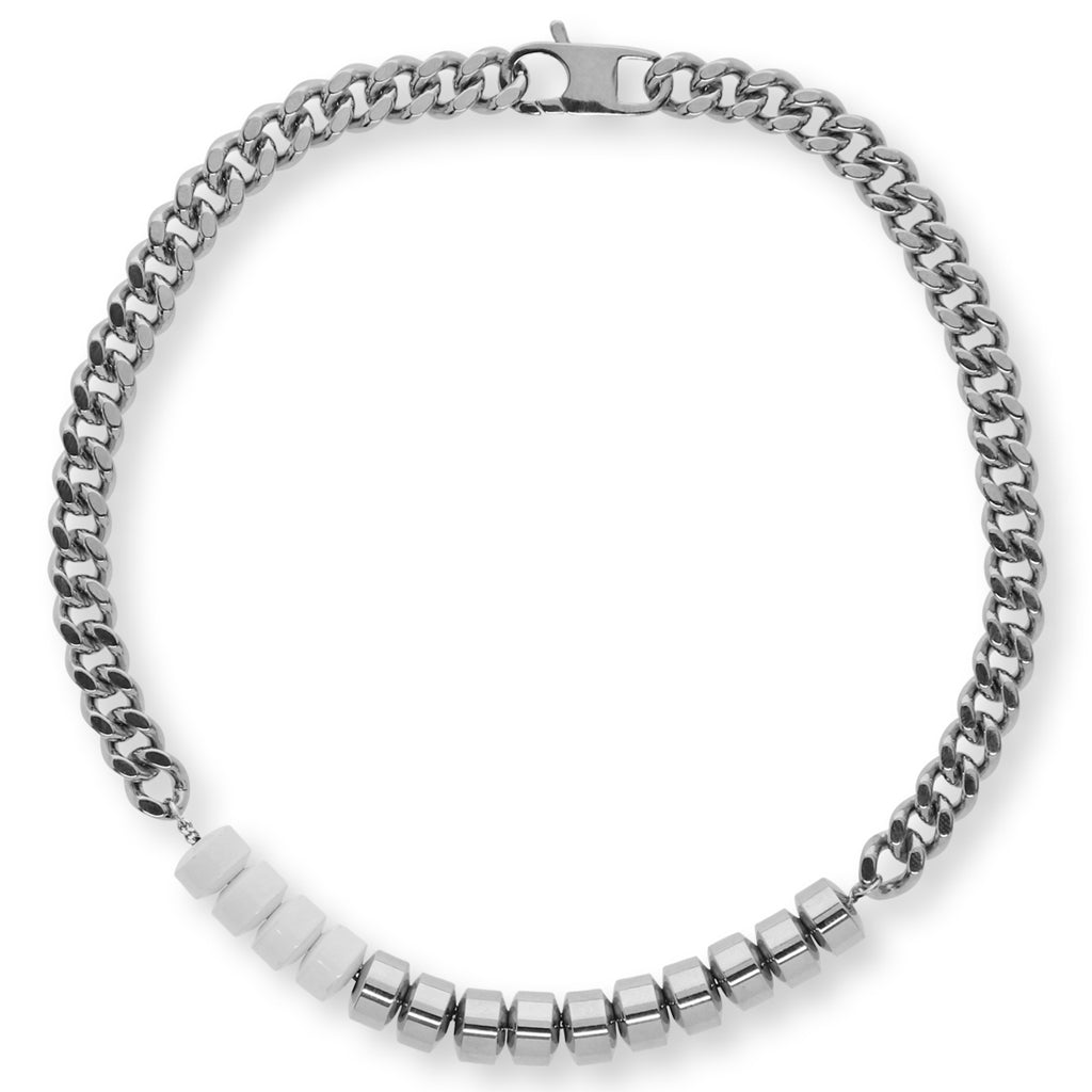 Merge Candy Charm Necklace - Silver/White