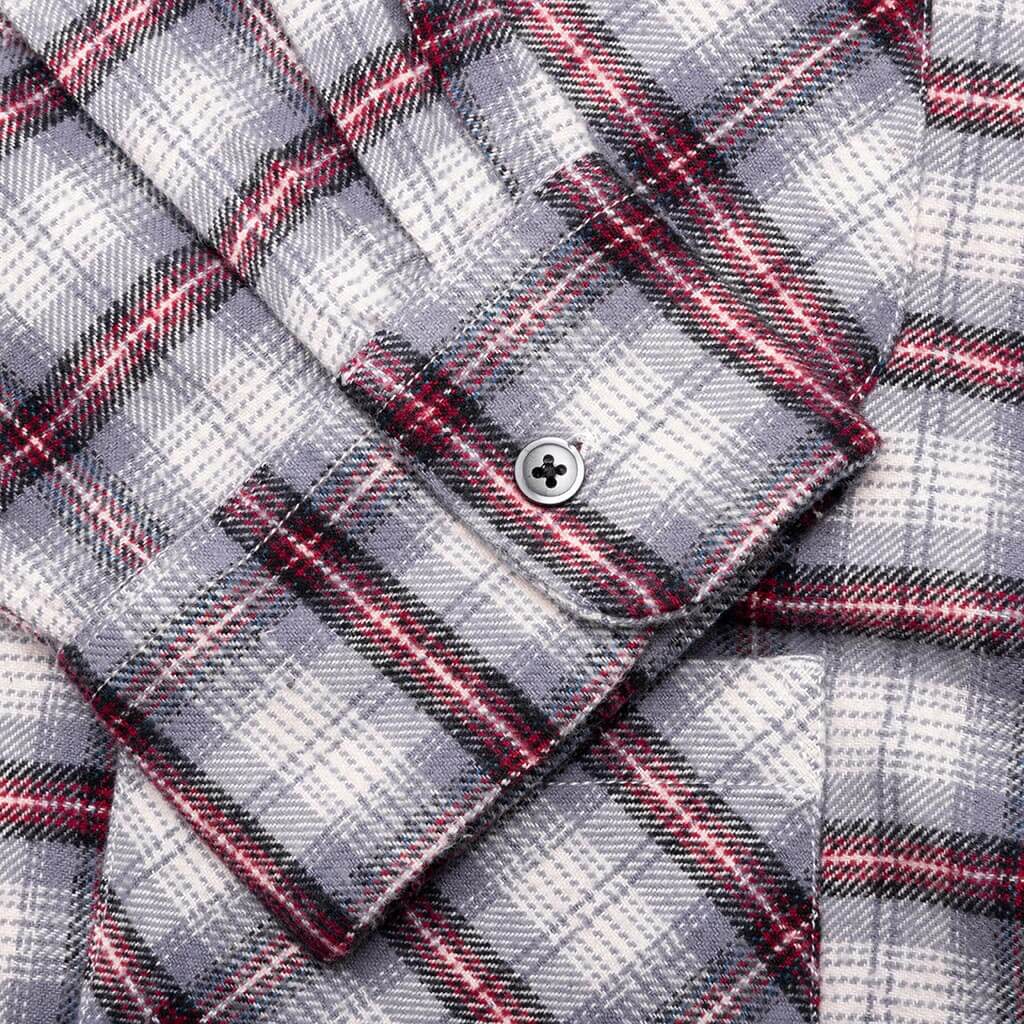 6 Pocket Flannel Shirt - Lavender/Bordeaux, , large image number null