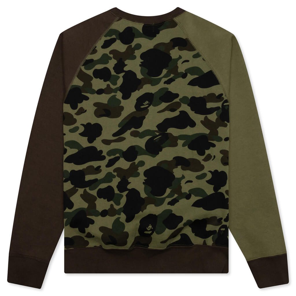 1st Camo Crazy NYC Logo Relaxed Fit Crewneck - Green