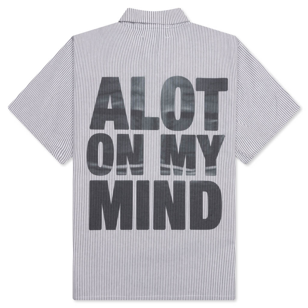 A Lot on My Mind Oversized Workshirt - Grey Stripes, , large image number null