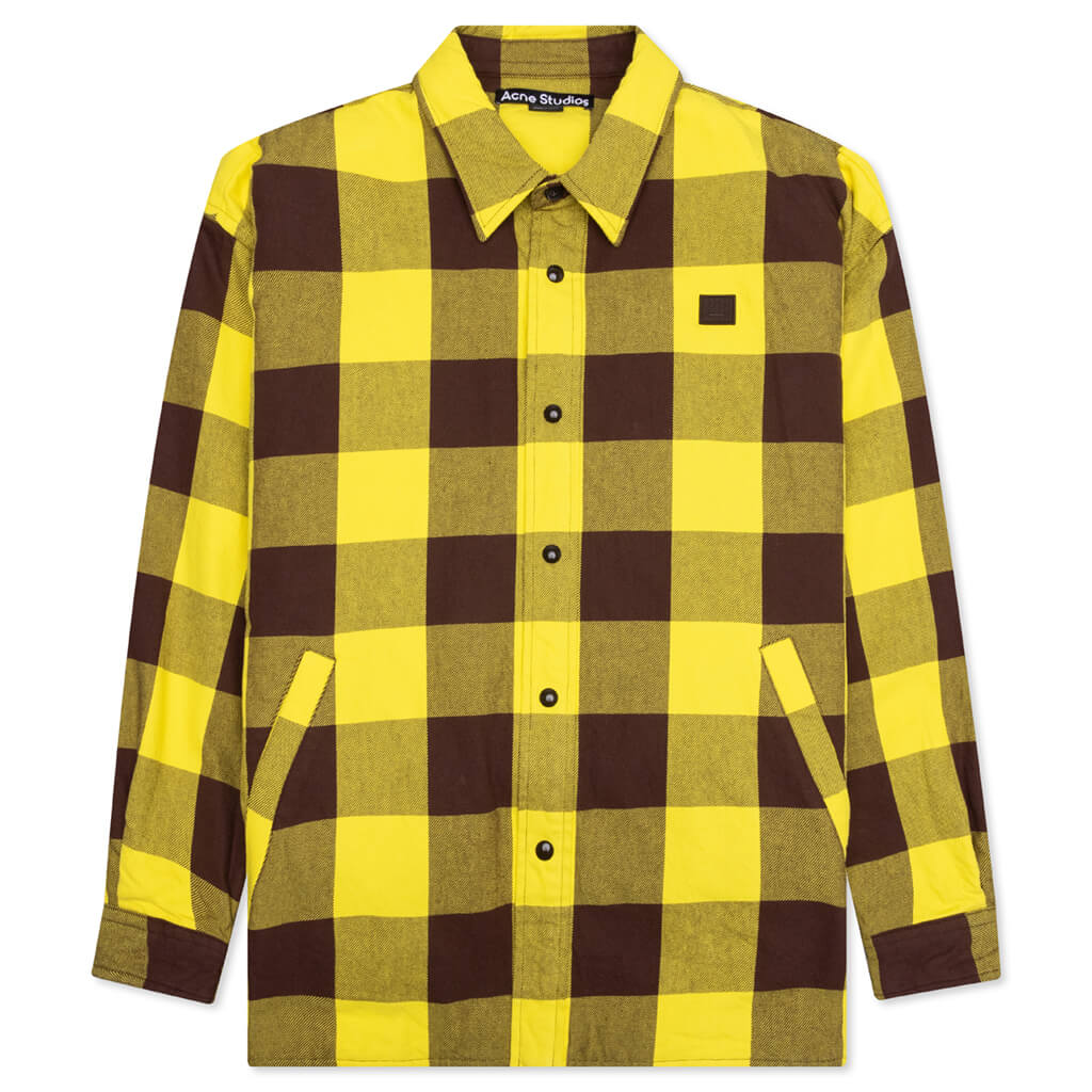 Check Padded Overshirt - Yellow/Brown, , large image number null