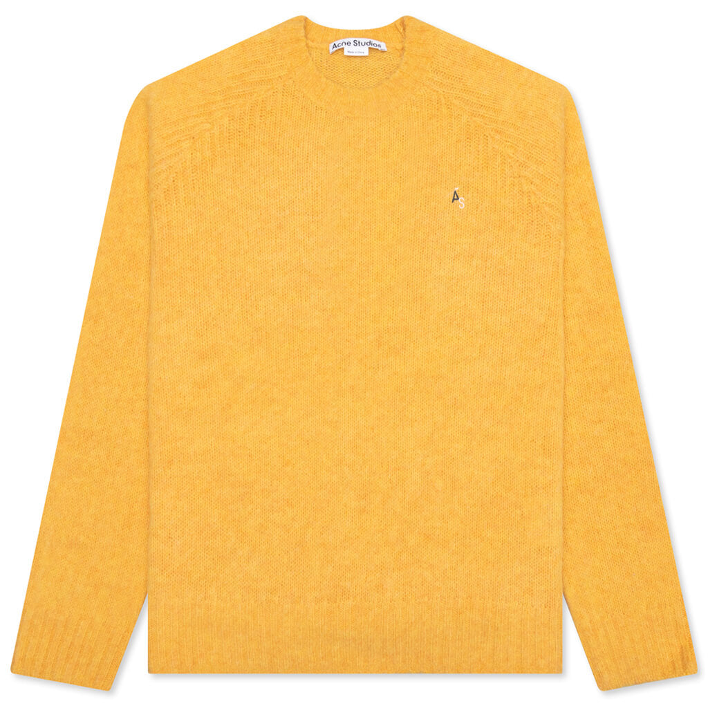 Crew Neck Knitted Sweater - Yellow, , large image number null