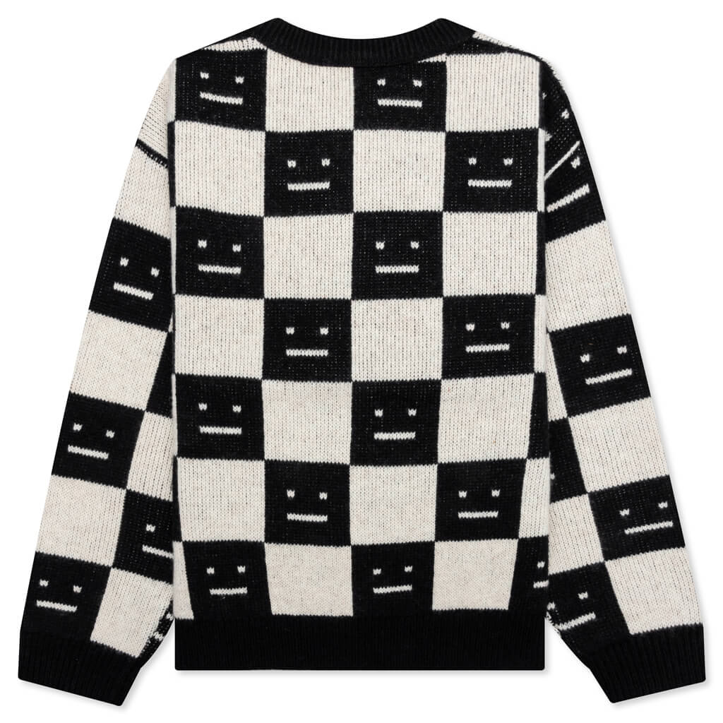 Kids Wool Crewneck Sweater - Black/Oatmeal Beige