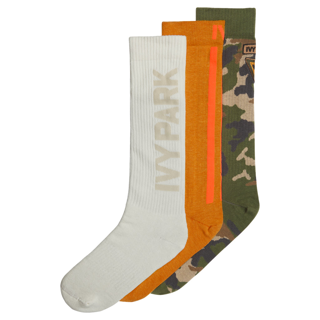 Adidas x Ivy Park 3 Pack Crew Socks - Focus Orange/Wild Pine/Core White