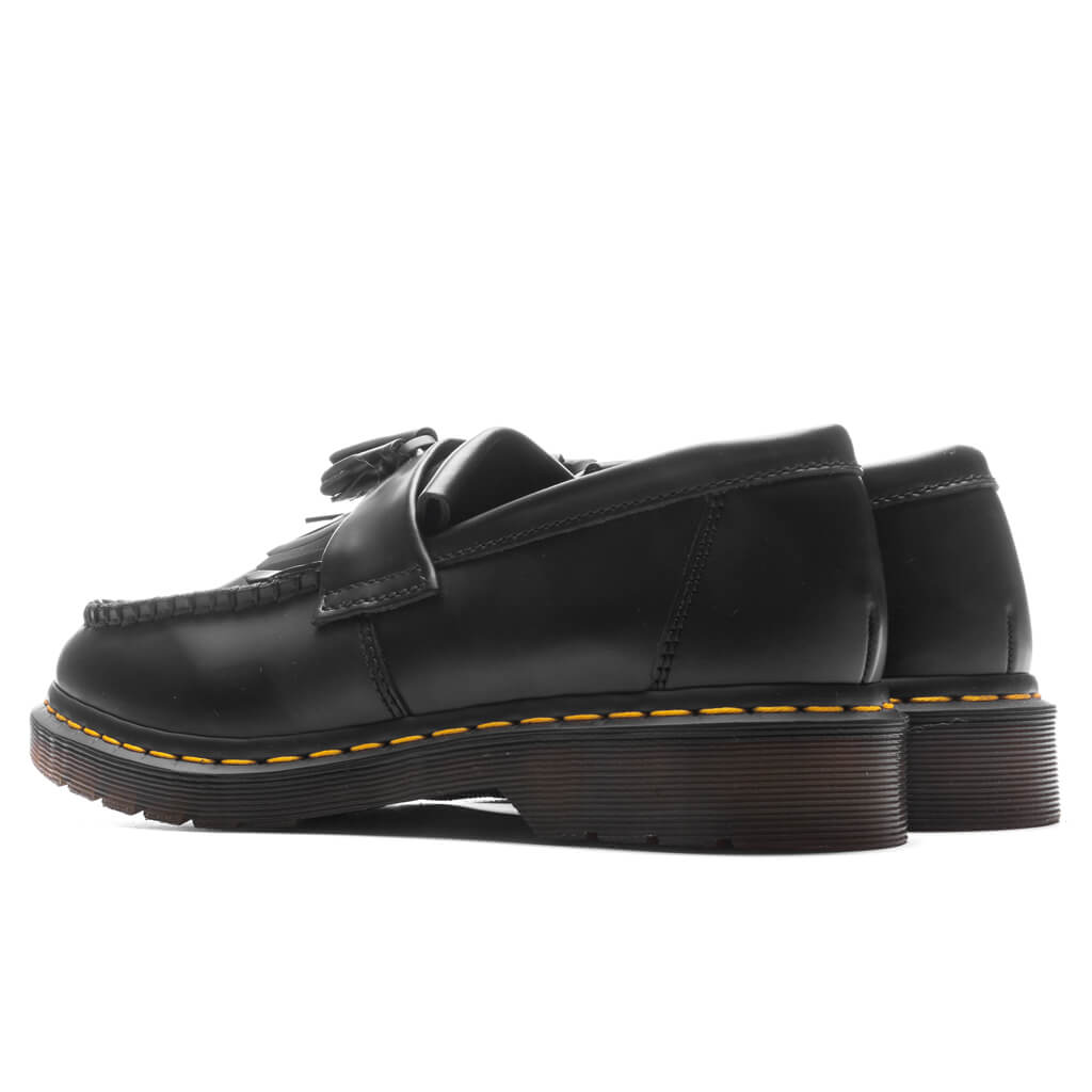Adrian Yellow Stitch Leather Tassel Loafers - Black Smooth, , large image number null