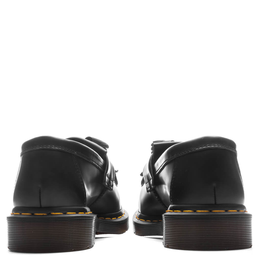 Adrian Yellow Stitch Leather Tassel Loafers - Black Smooth, , large image number null