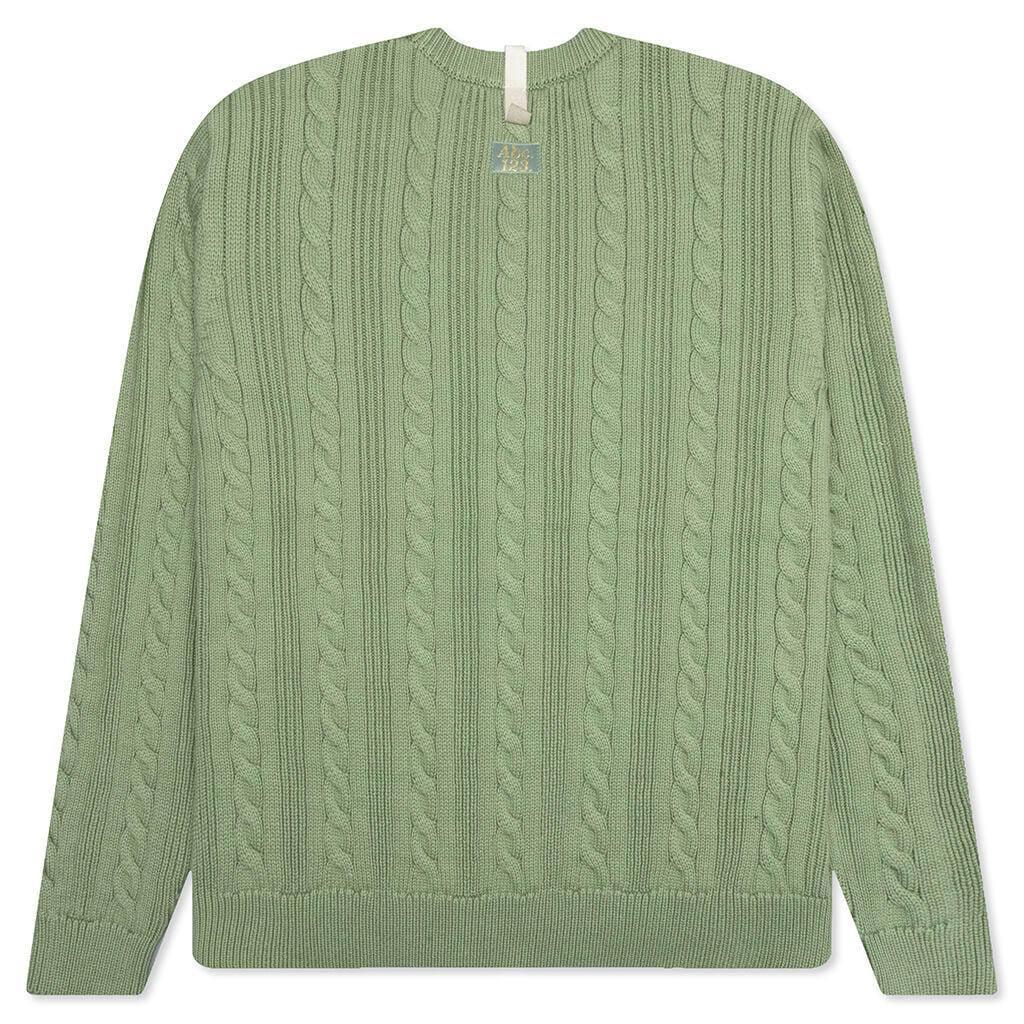 Cableknit Crewneck-Aventurine Green