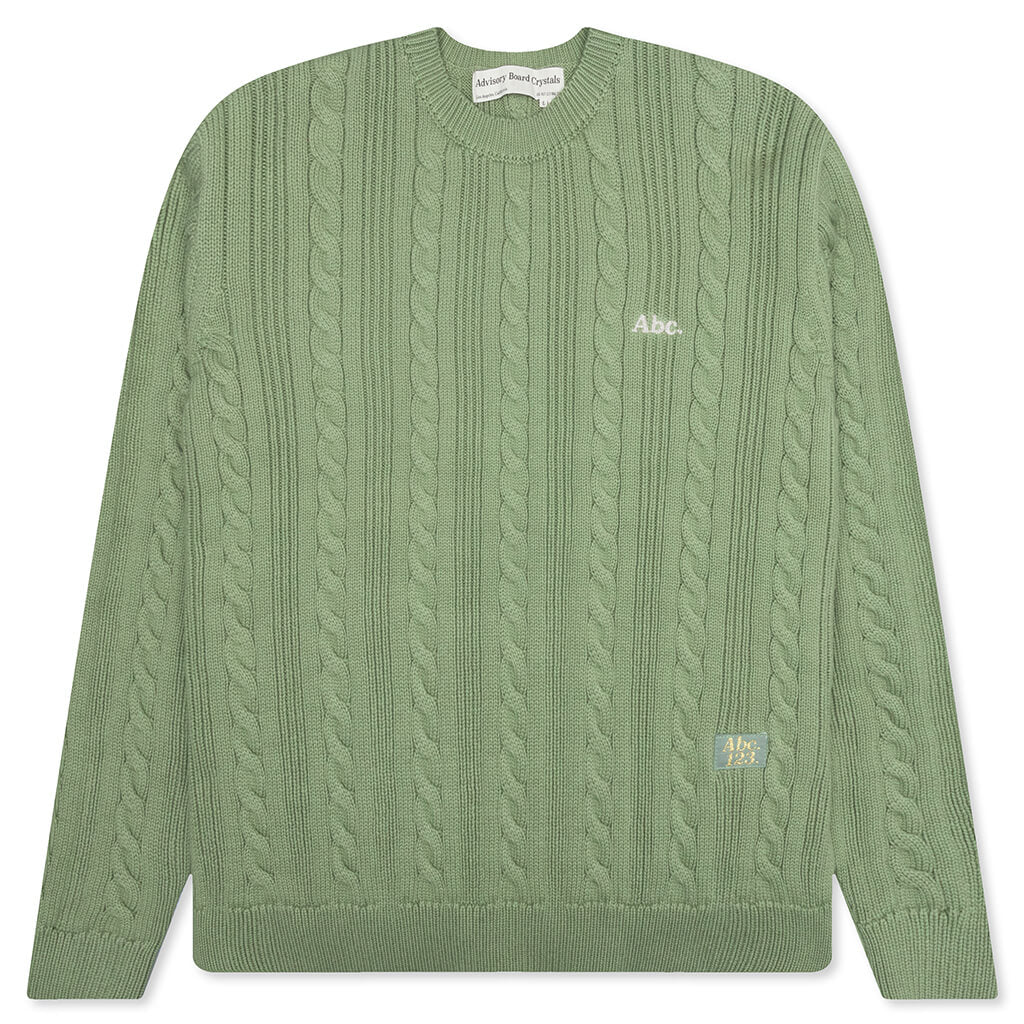 Cableknit Crewneck-Aventurine Green