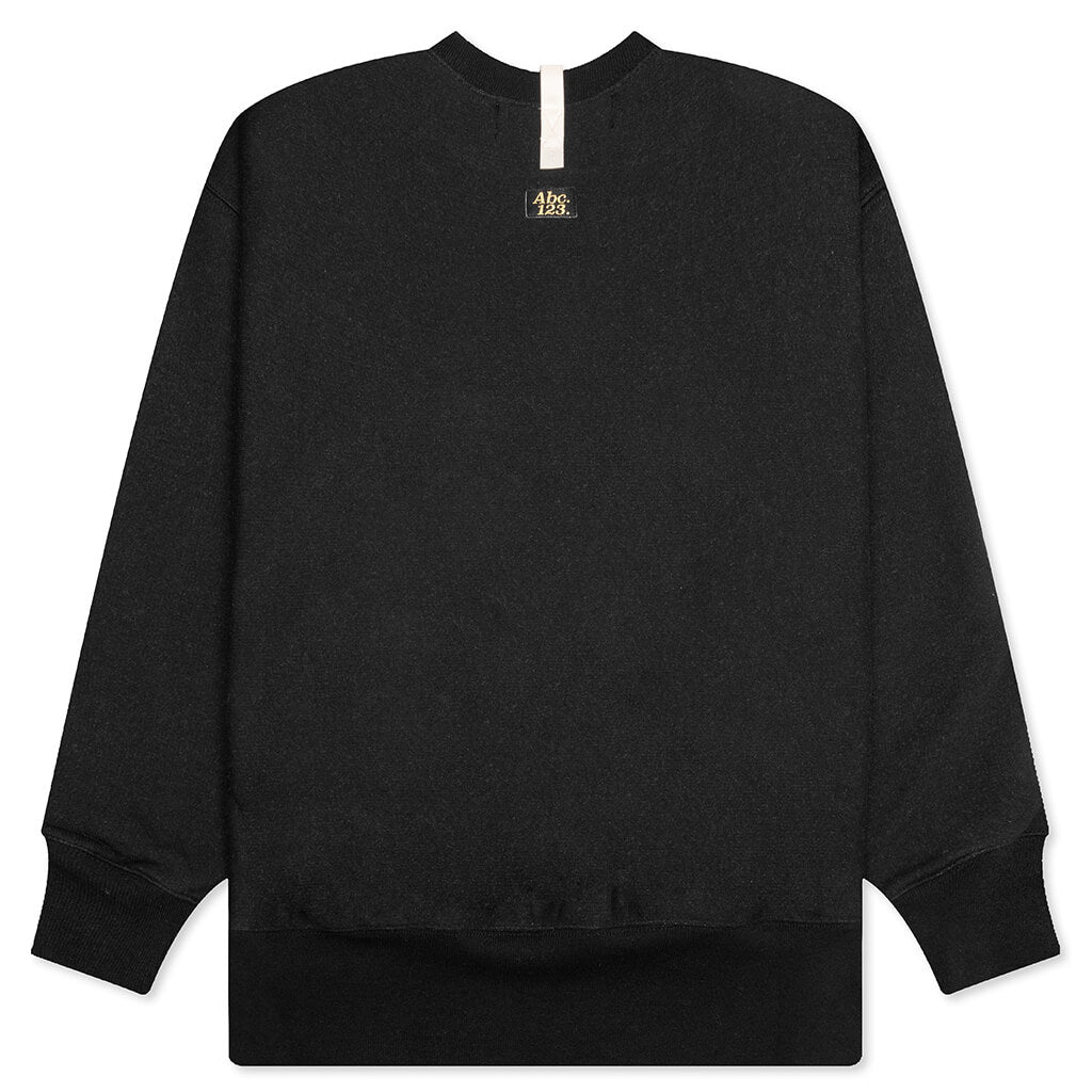 Fleece Crewneck with Waffle - Anthracite Black