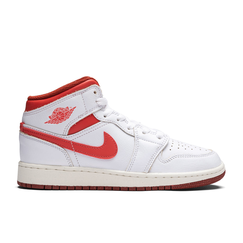 Air Jordan 1 Mid SE (GS) - White/Lobster/Dune Red, , large image number null