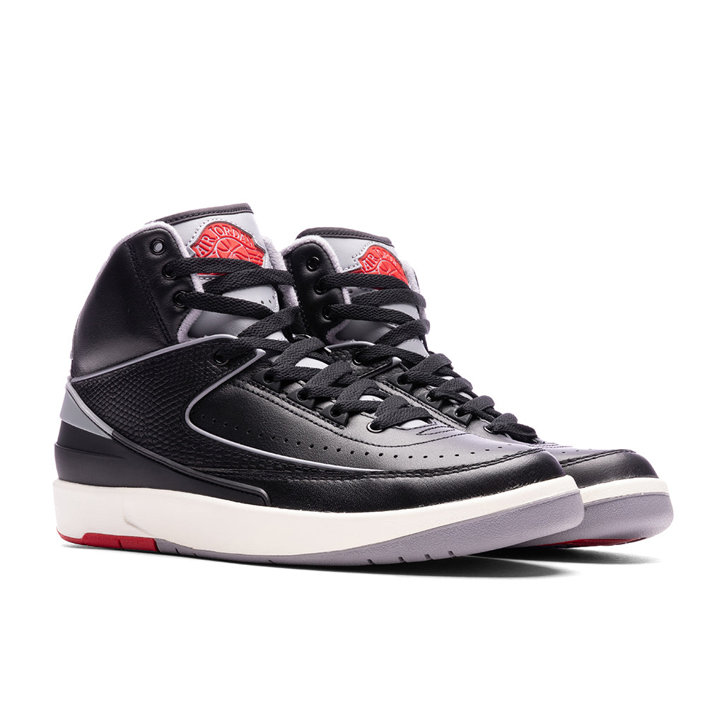 Air Jordan 2 Retro (GS) 'Black Cement' - Black/Cement Grey/Fire Red