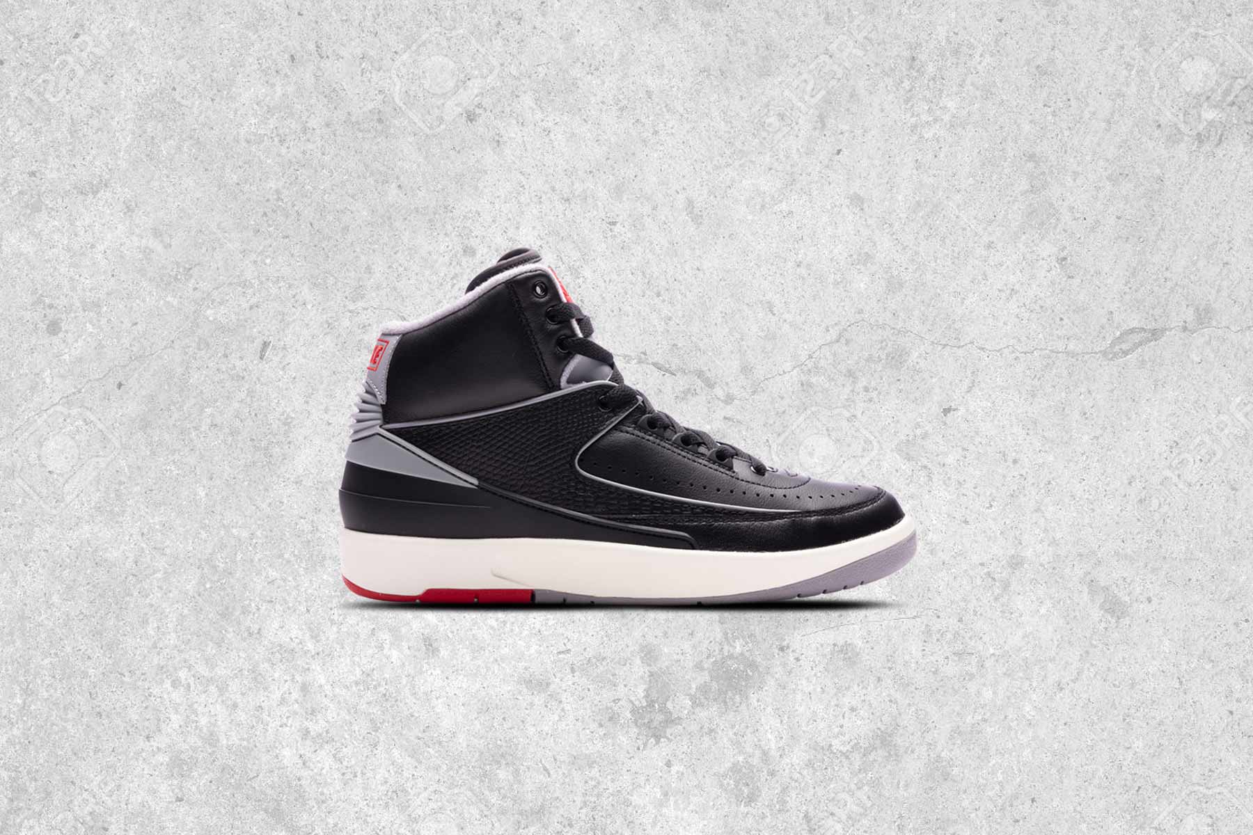 Air Jordan 2 Retro (GS) 'Black Cement' - Black/Cement Grey/Fire Red, , large image number null