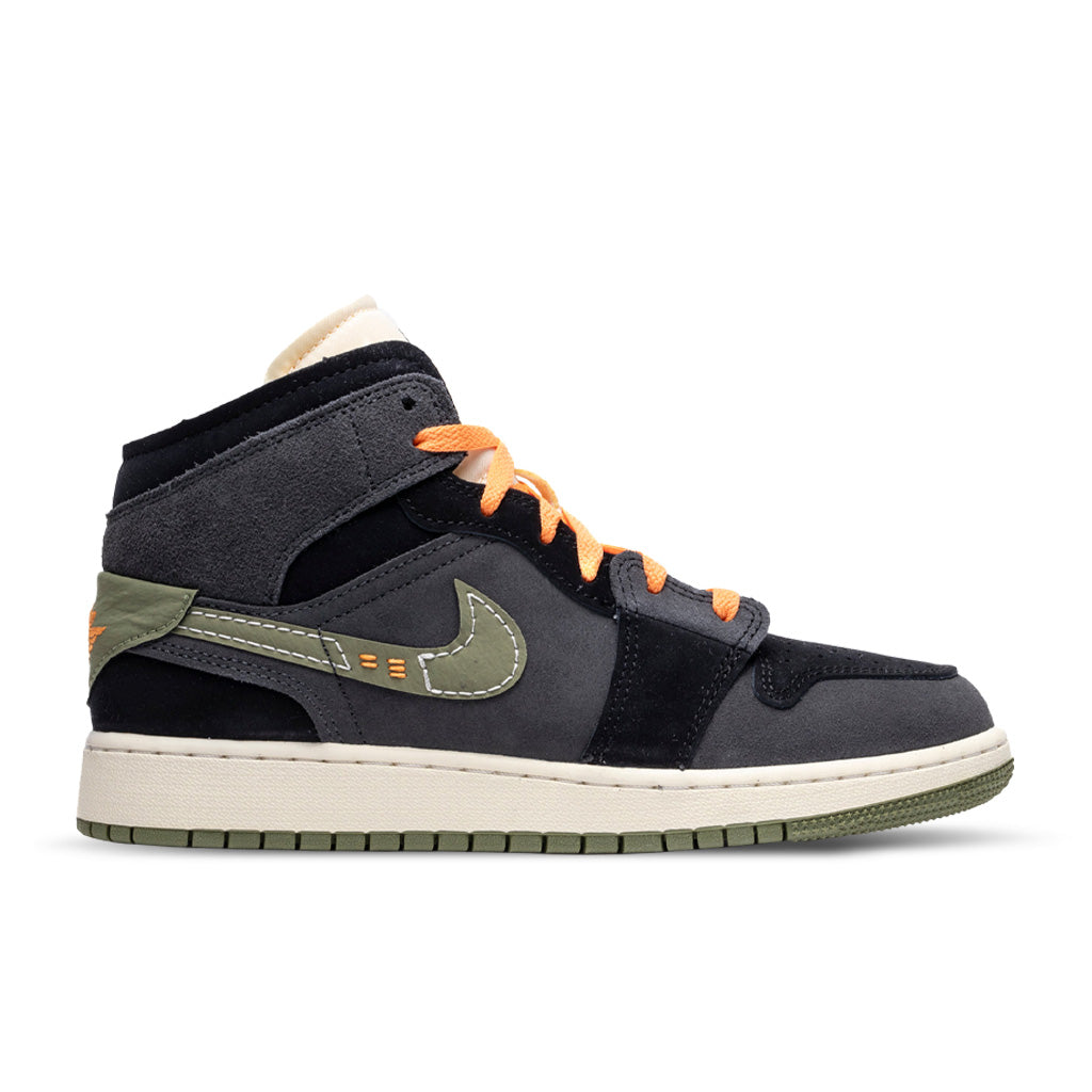 Air Jordan 1 Mid SE Craft (GS) - Anthracite/Sky J Light Olive/Black