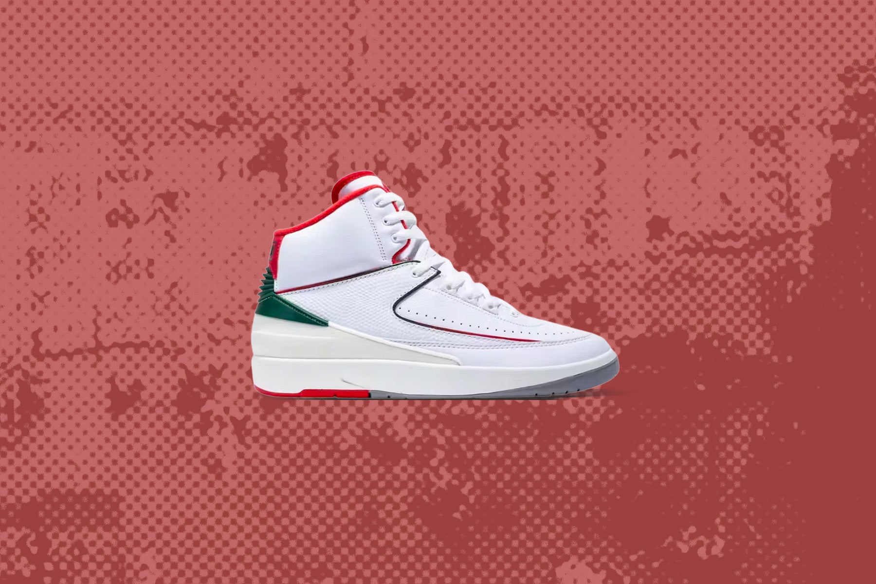 Air Jordan 2 Retro (GS) 'Italy' - White/Fire Red/Fir, , large image number null