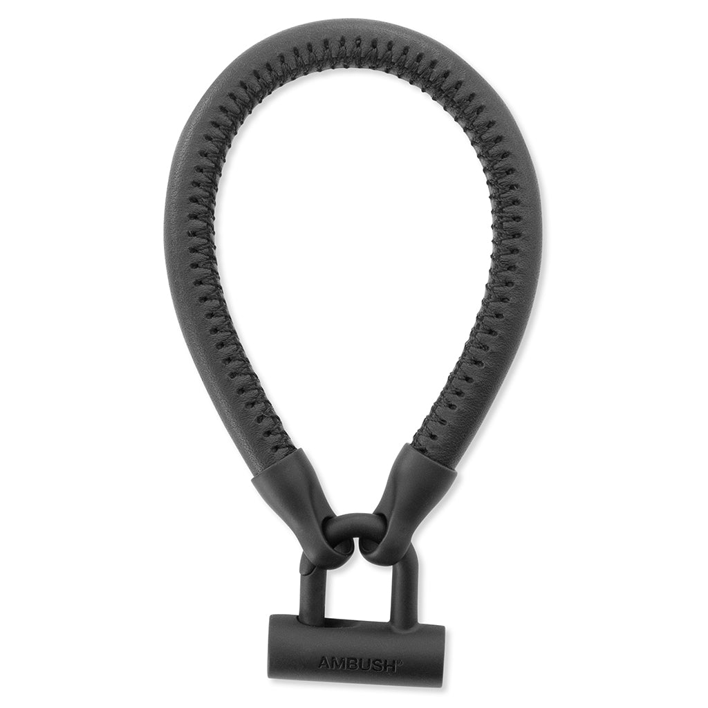 Bike Lock Leather Bracelet - Black/Black, , large image number null