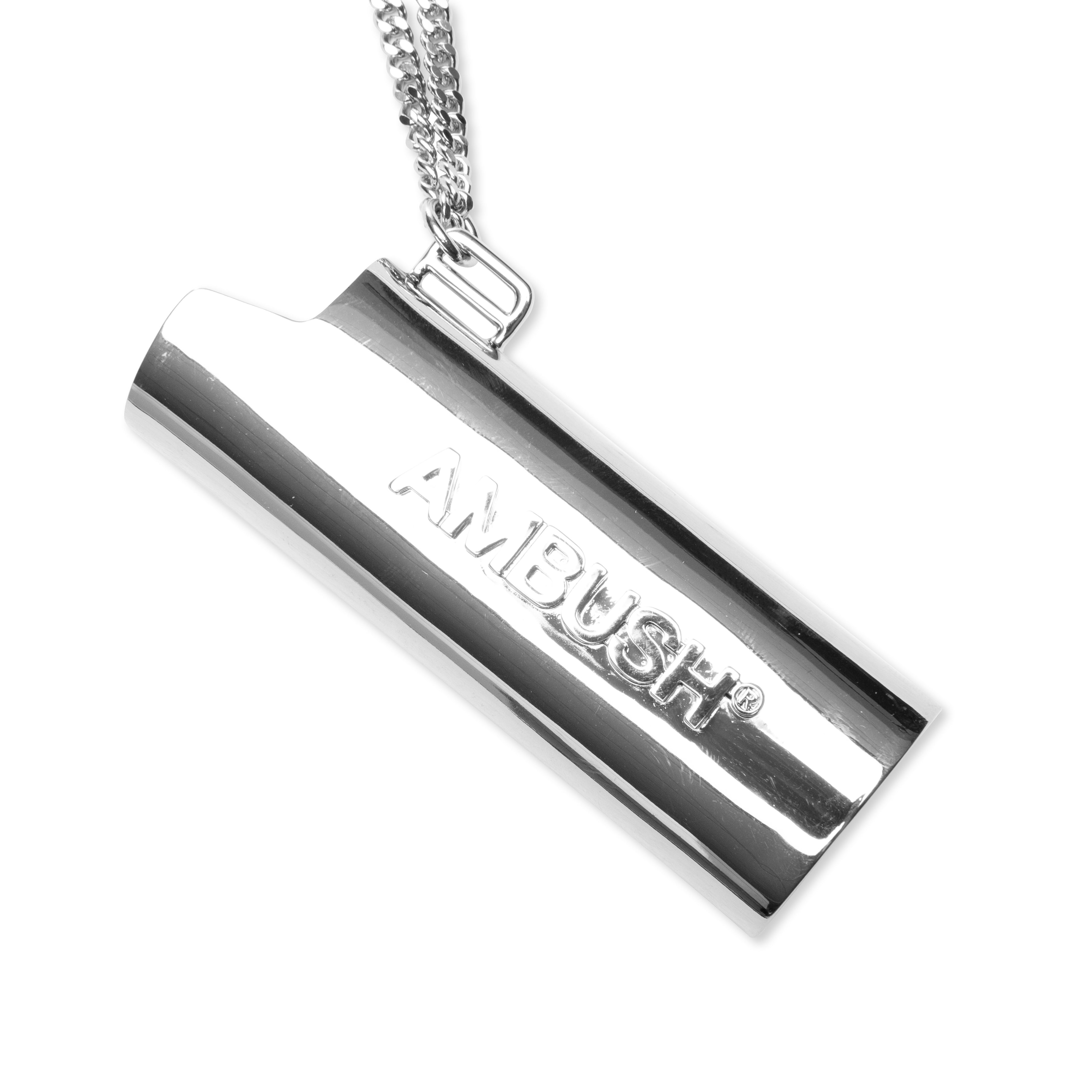 Logo Lighter Case Necklace - Silver