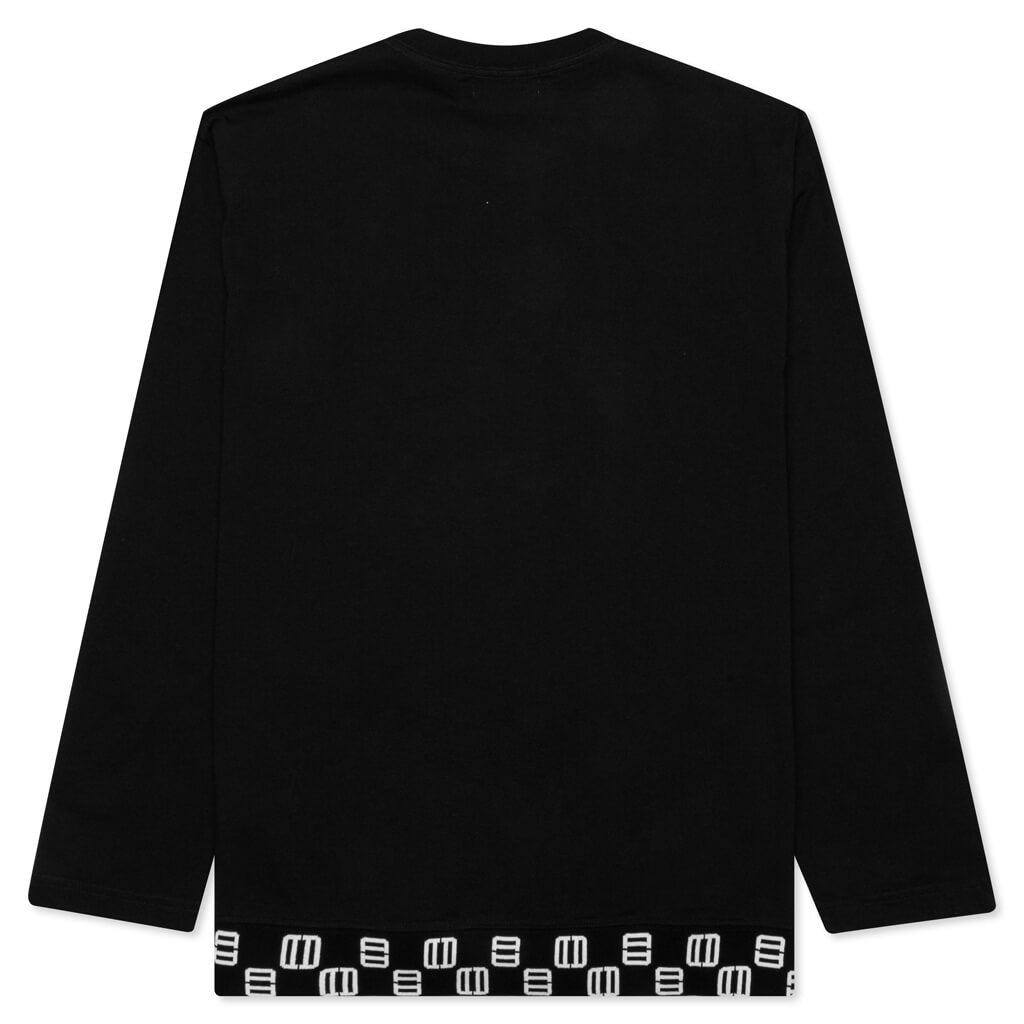 Monogram Rib L/S T-Shirt - Black/Off White