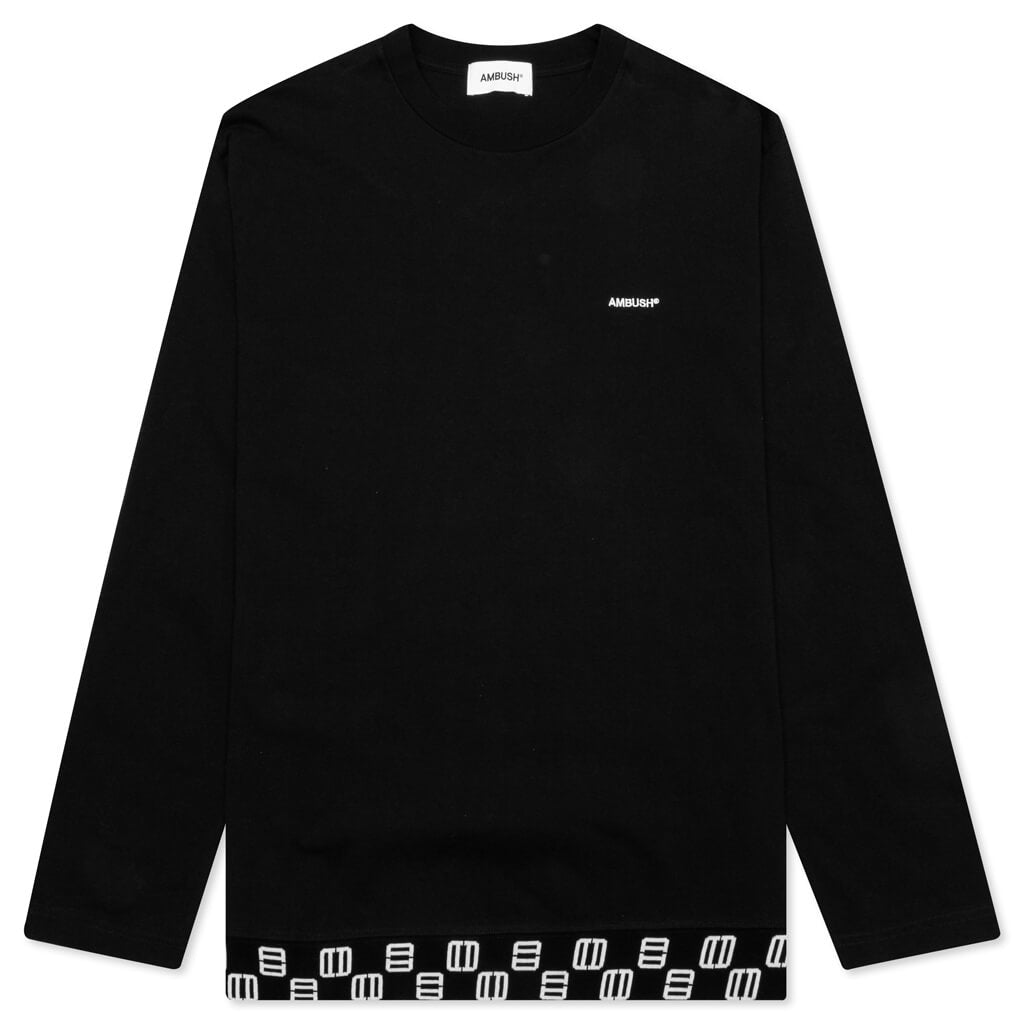 Monogram Rib L/S T-Shirt - Black/Off White