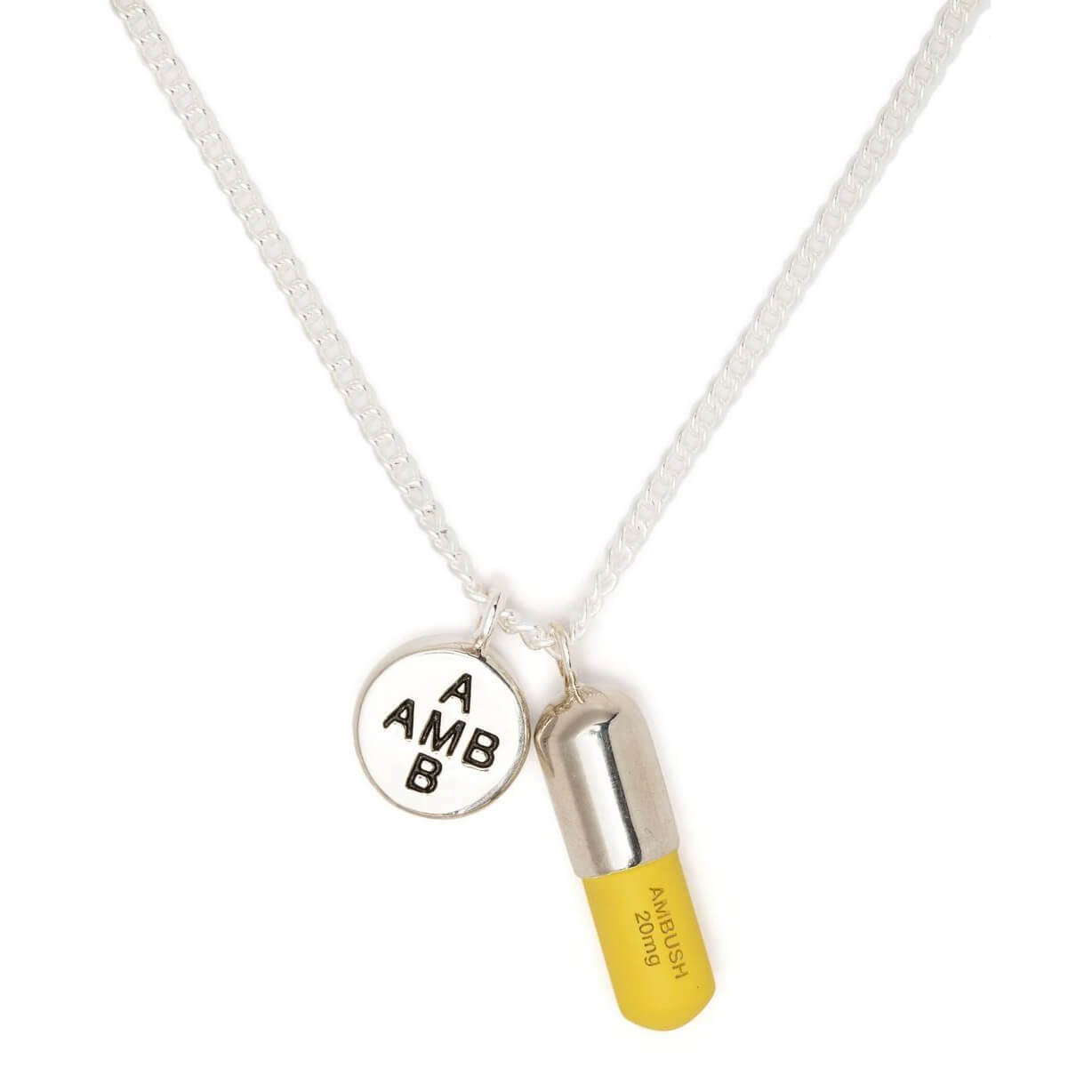 Pill Charm Necklace 2 - Silver/Yellow