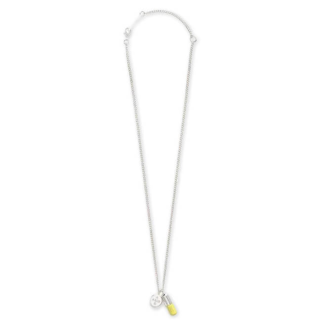 Pill Charm Necklace 2 - Silver/Yellow