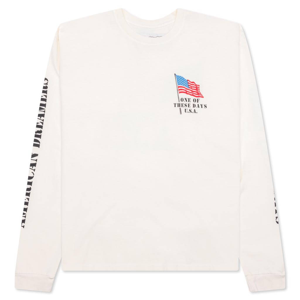 American Flag Cowboy Long Sleeve Tee - Bone