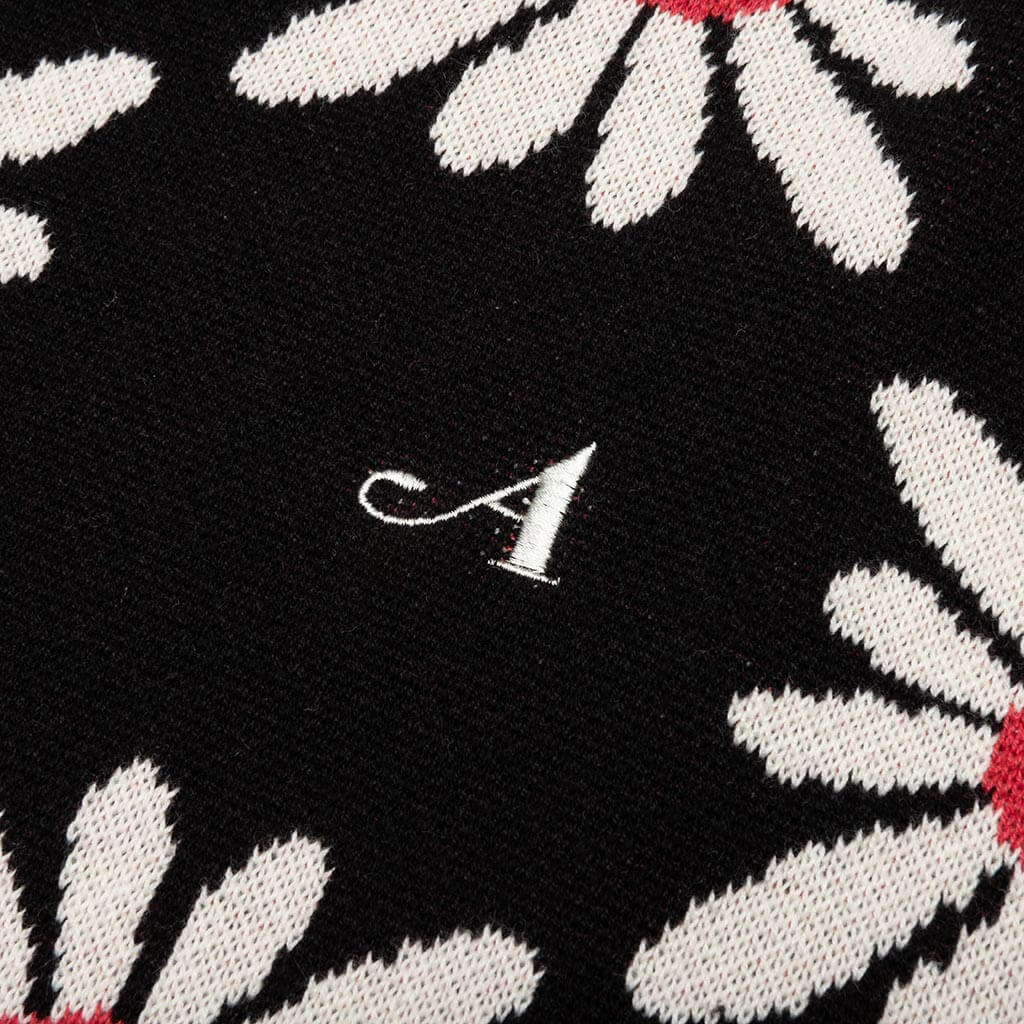 Checkered Floral Sweater Vest - Black Floral, , large image number null