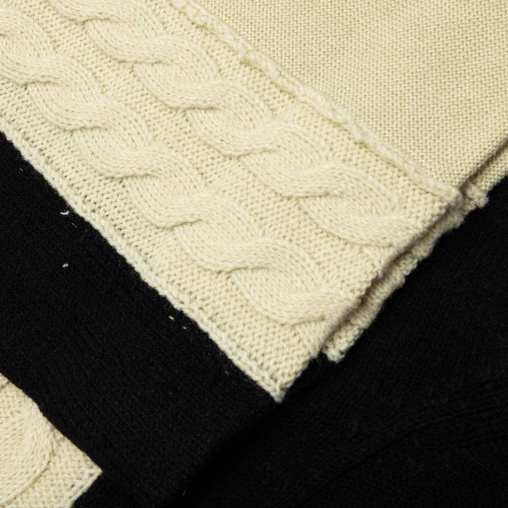 Contrast Panel Wool Cardigan - Ivory/Black, , large image number null