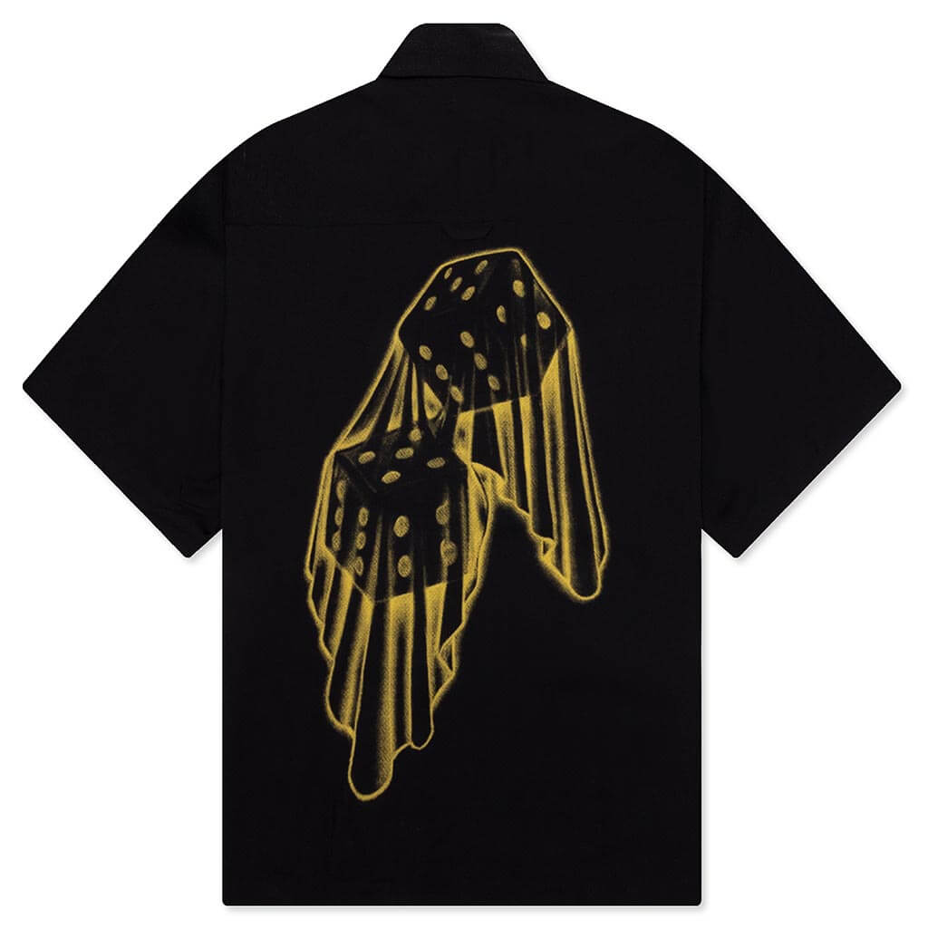Dice Printed Rayon Camp Shirt - Black, , large image number null