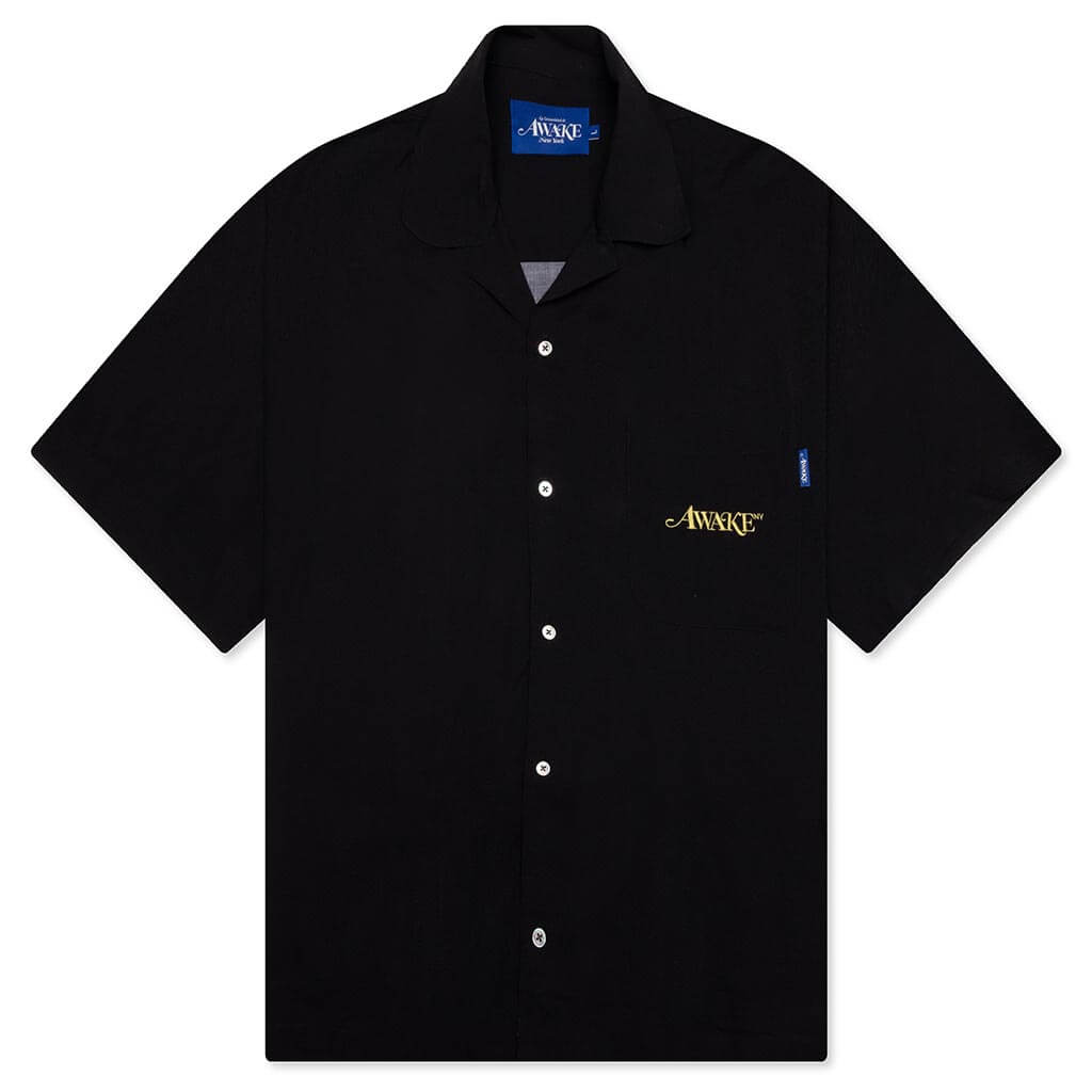 Dice Printed Rayon Camp Shirt - Black
