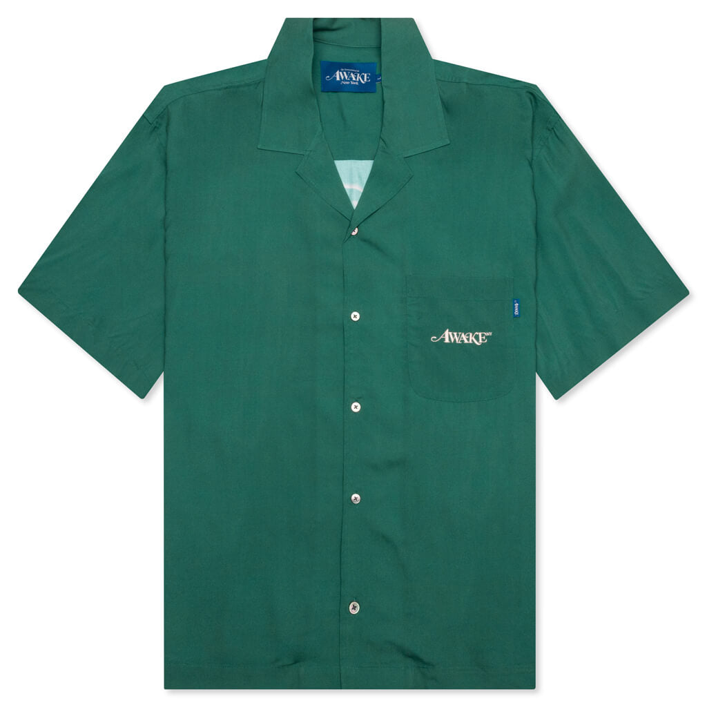 Dice Printed Rayon Camp Shirt - Jade