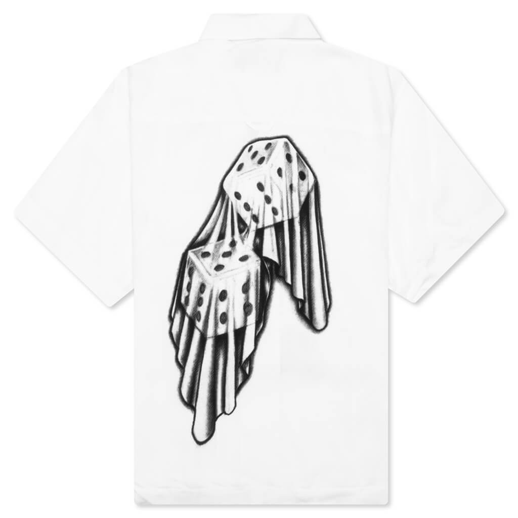Dice Printed Rayon Camp Shirt - White