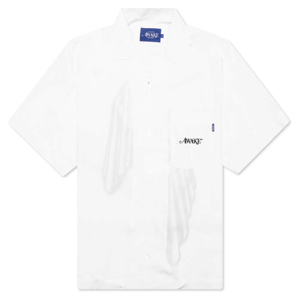 Dice Printed Rayon Camp Shirt - White