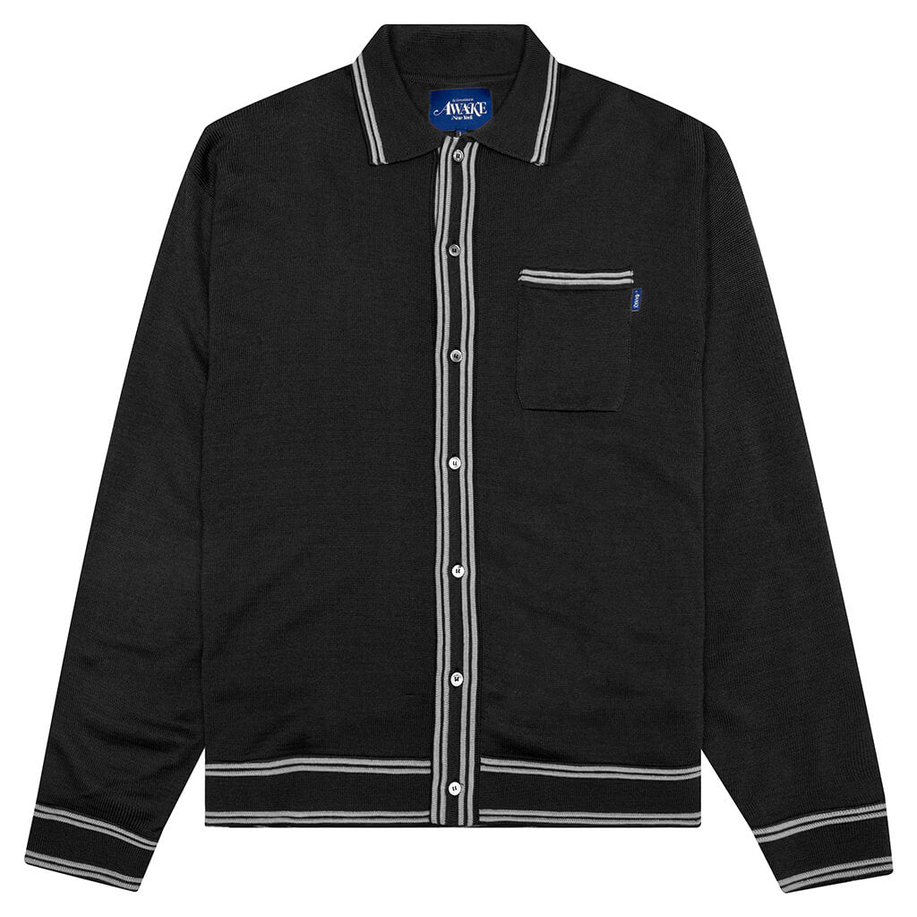 Fine Gauge Knit Cardigan - Black