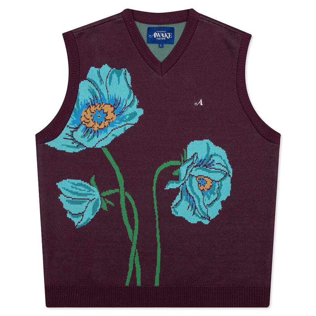 Floral Sweater Vest - Magenta