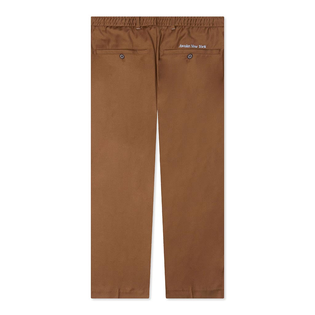 Lightweight Wool Elasticated Woven Pant - Brown