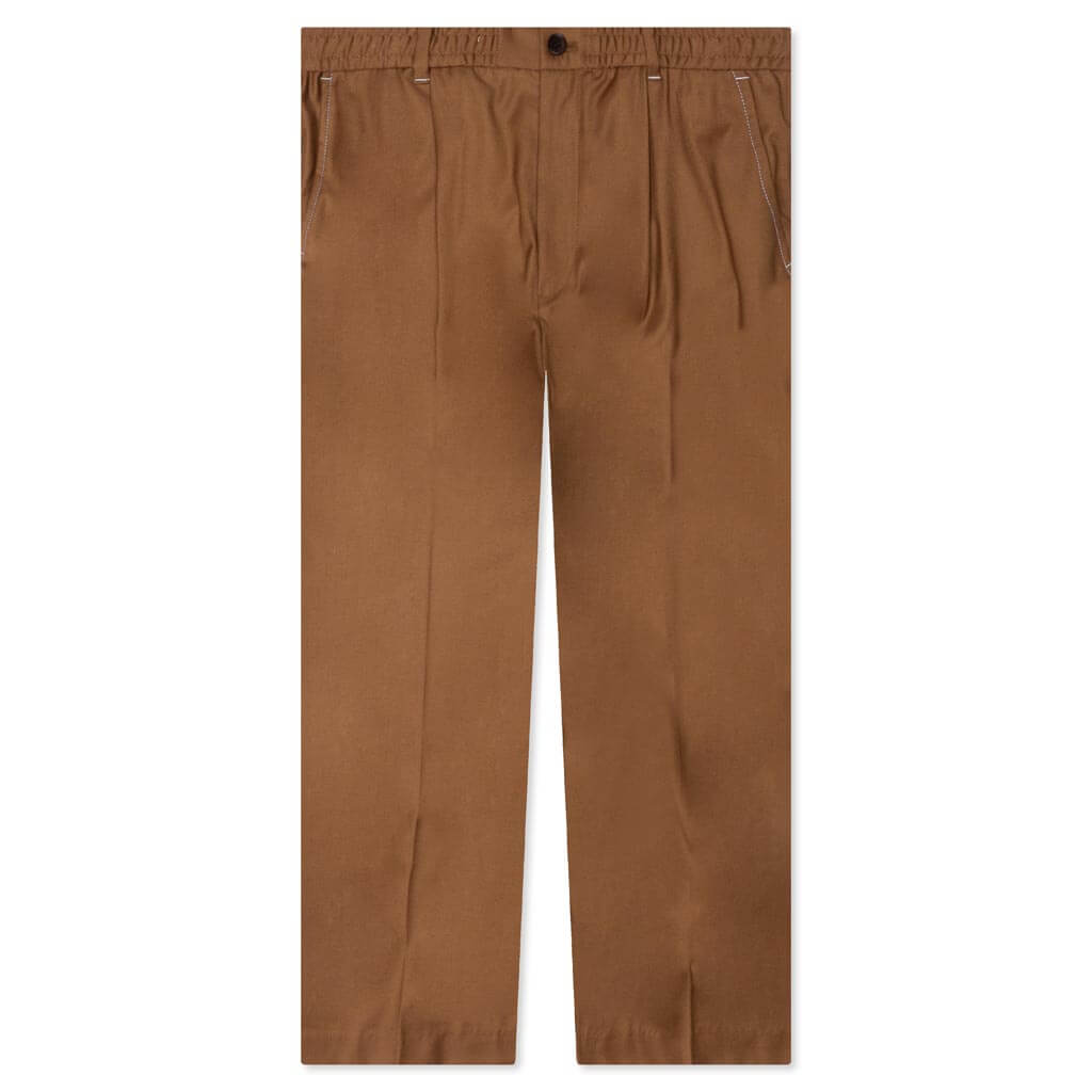 Lightweight Wool Elasticated Woven Pant - Brown, , large image number null