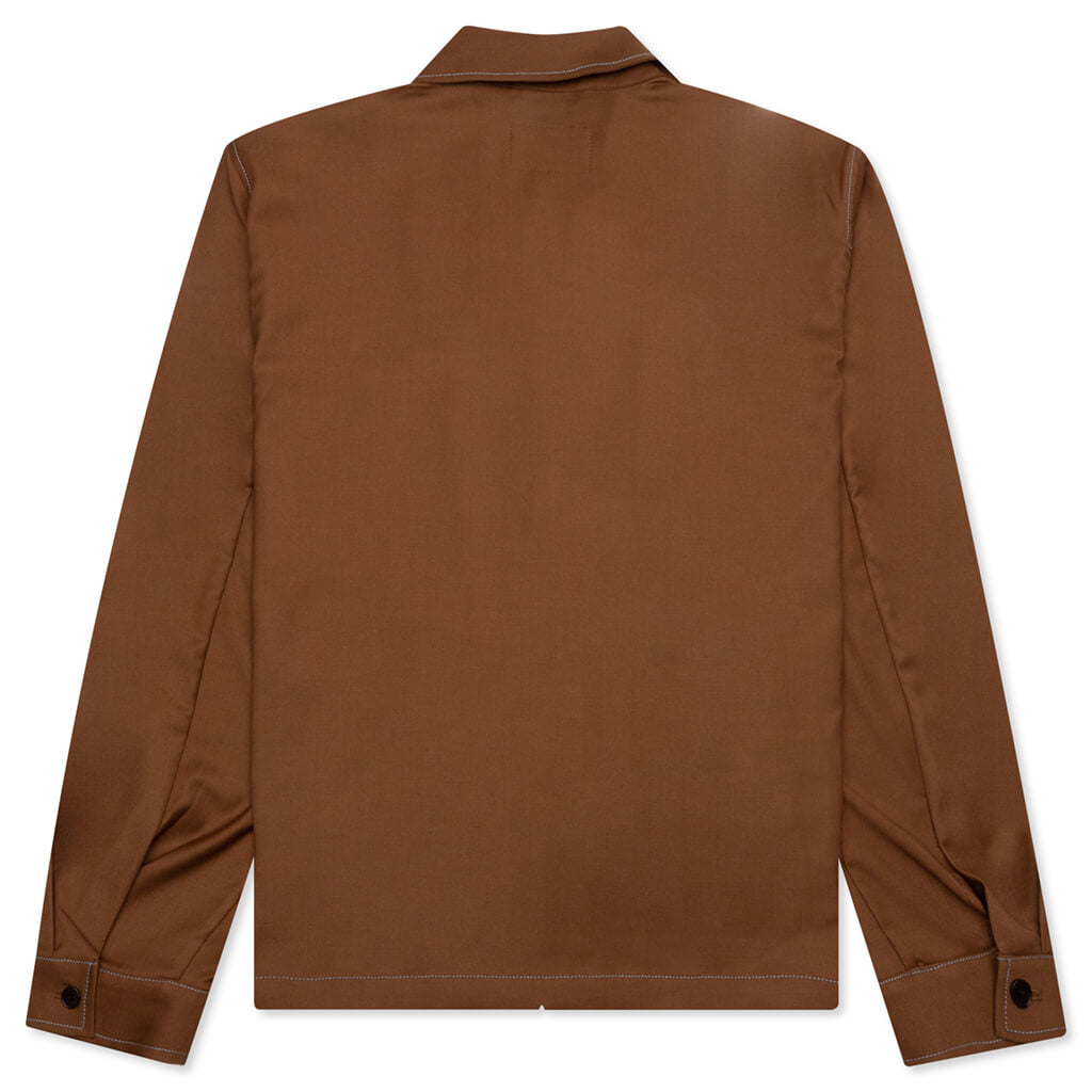 Lightweight Wool Harrington Jacket - Brown
