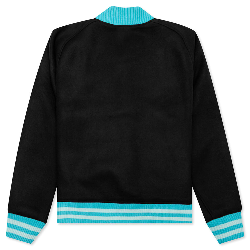 Melton Wool Chenille Logo Varsity Jacket - Charcoal