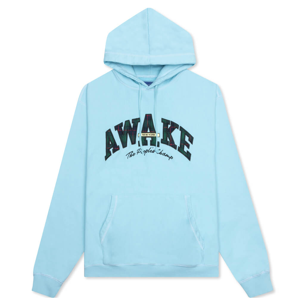 Awake People's Champ Plaid Logo Hoodie - Ice