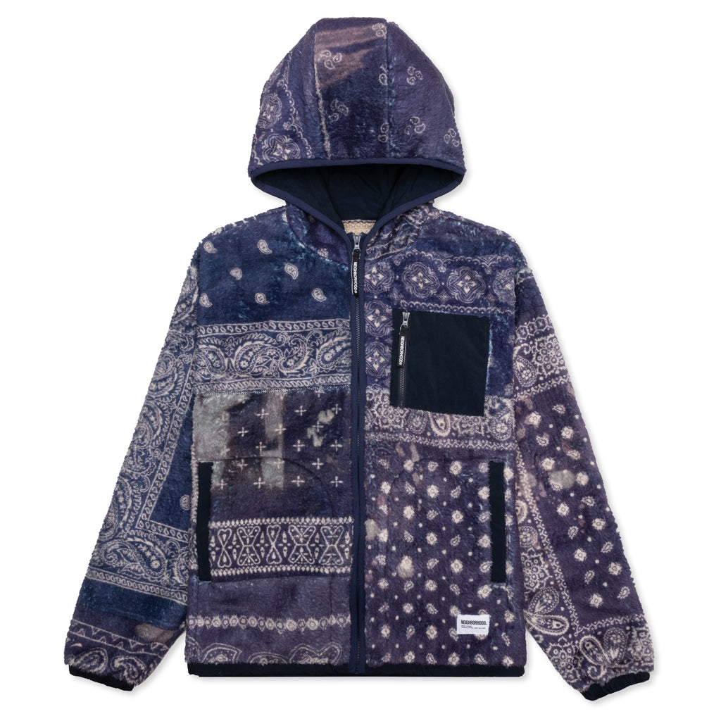 Bandana Pattern Fleece Jacket - Navy