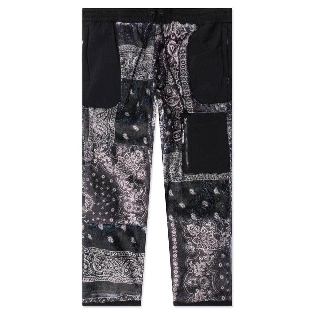 Bandana Pattern Fleece Pants - Black