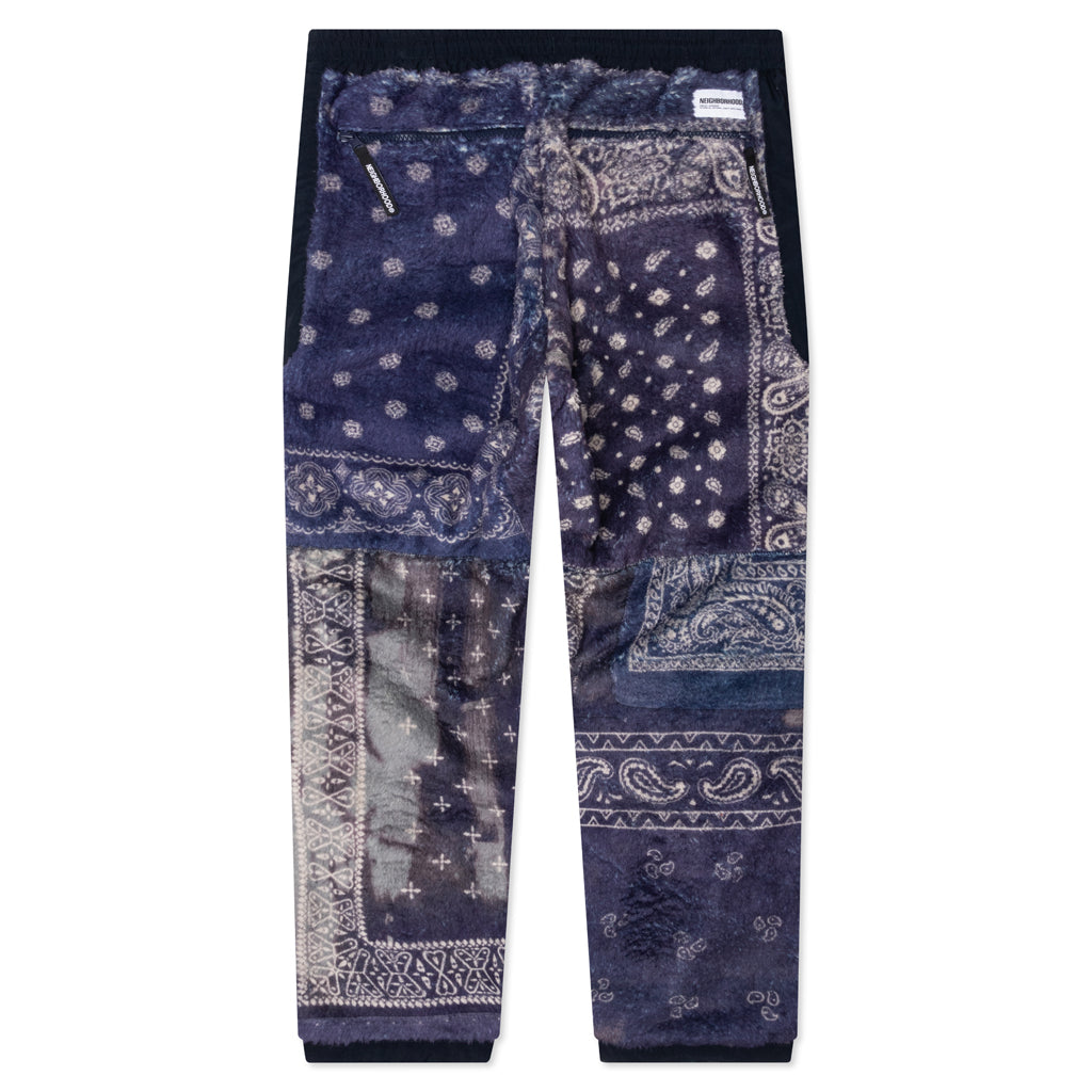 Bandana Pattern Fleece Pants - Navy
