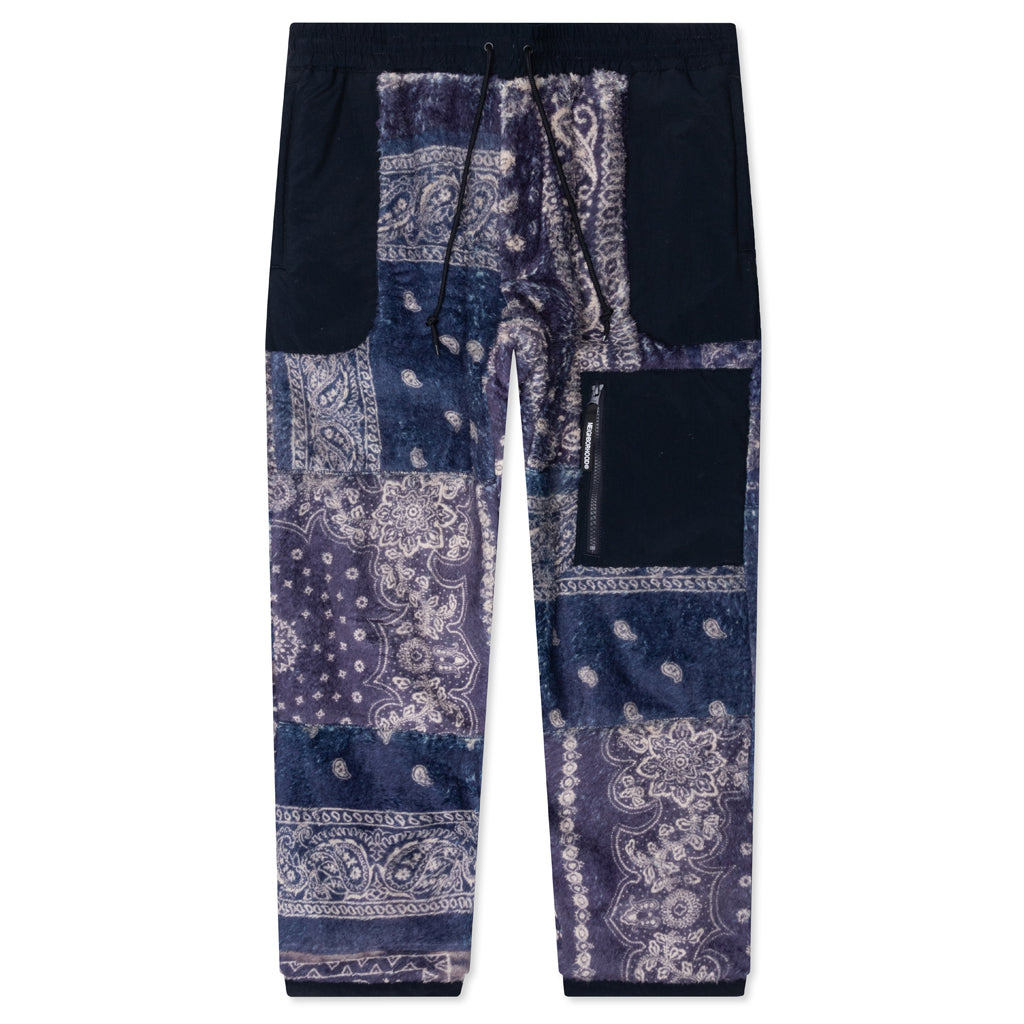 Bandana Pattern Fleece Pants - Navy