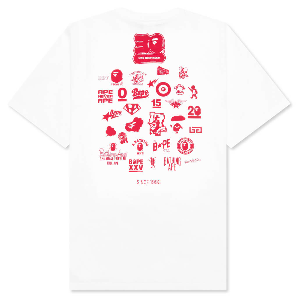 Bape 30 Th Anniversary Tee #2 - White/Red, , large image number null