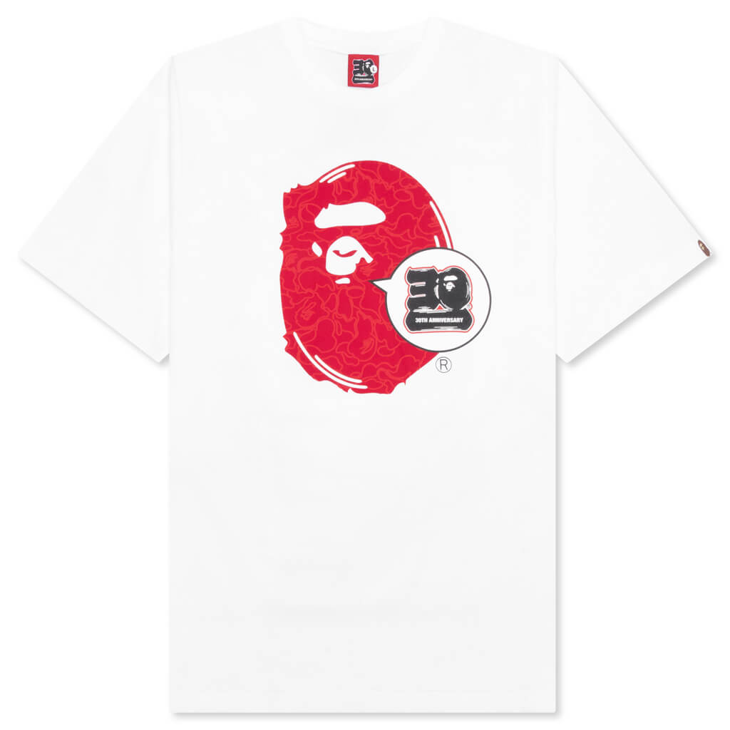 Bape 30th Anniversary Ape Head Tee - White/Red, , large image number null