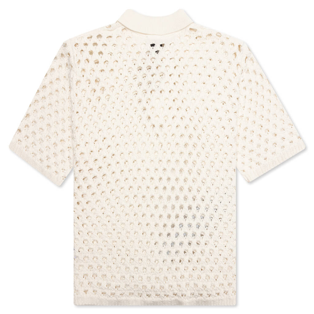 Big Mesh Polo Sweater - Ivory