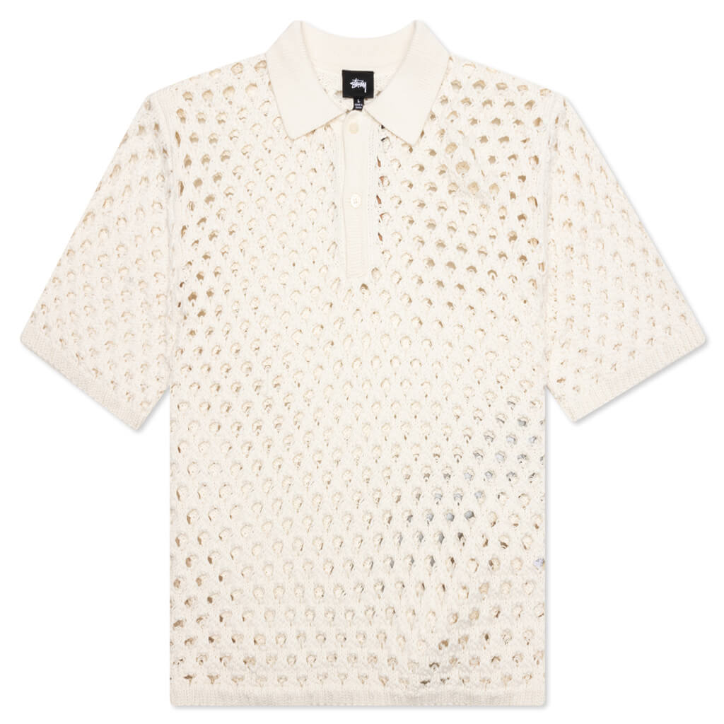 Big Mesh Polo Sweater - Ivory