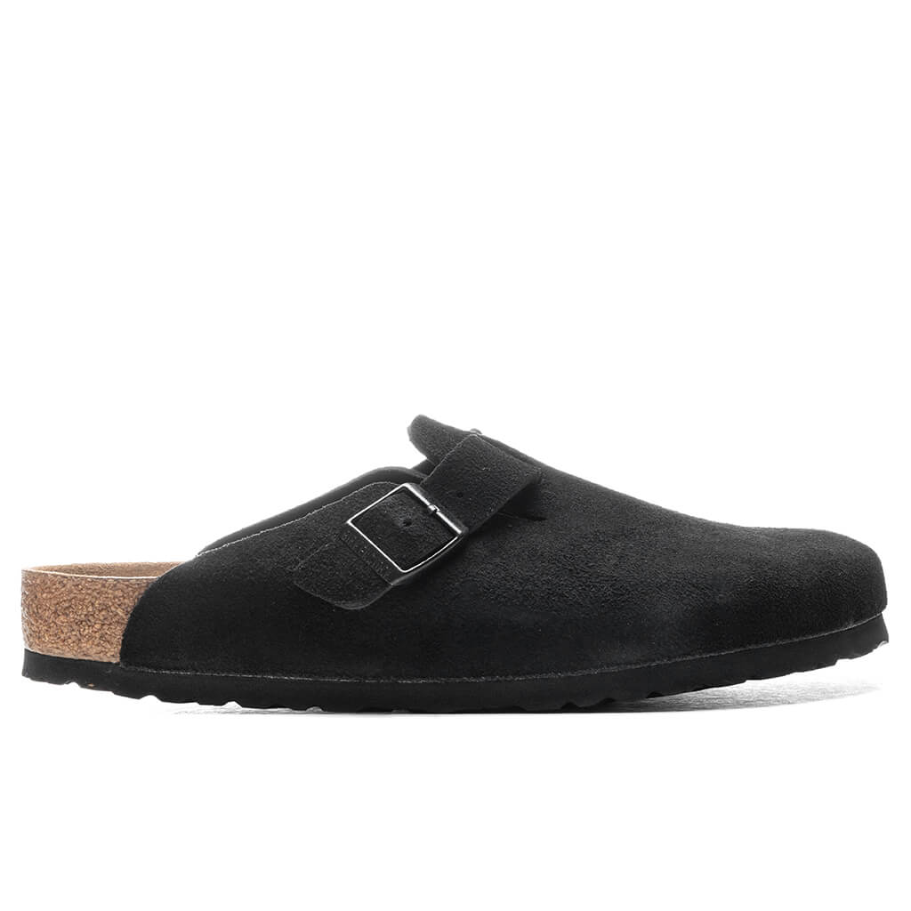 Wide Boston Soft Footbed Suede - Black