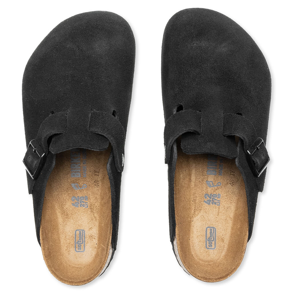 Wide Boston Soft Footbed Suede - Black