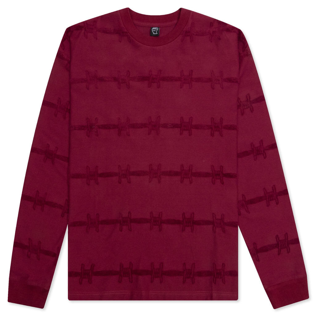 Barbed Wire Burnout L/S Tee - Maroon